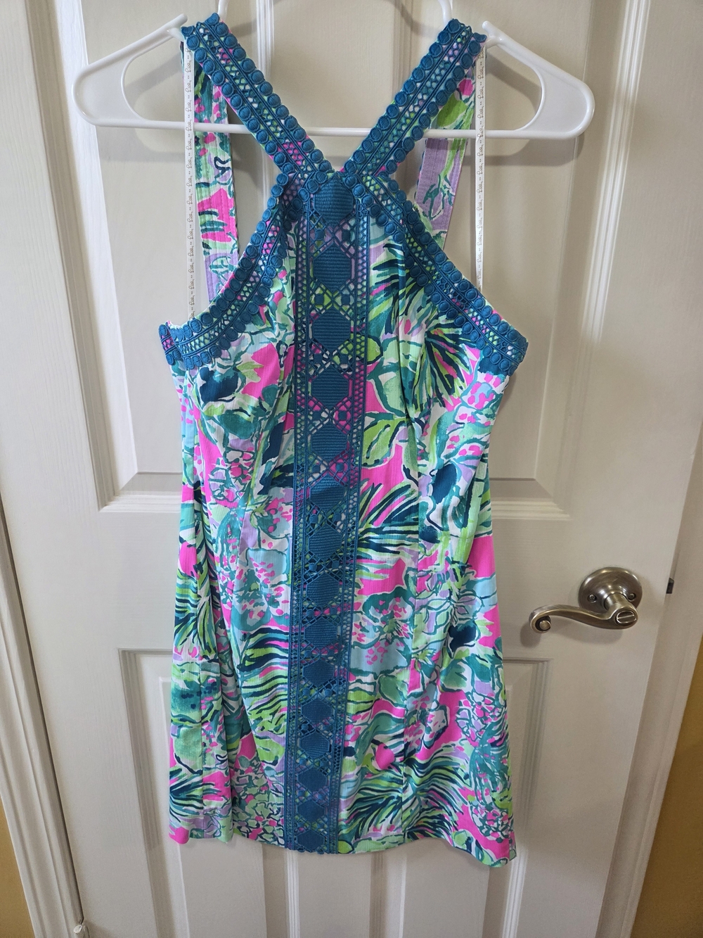 Lilly Pulitzer Pink Teal Green Tropical Print Dress